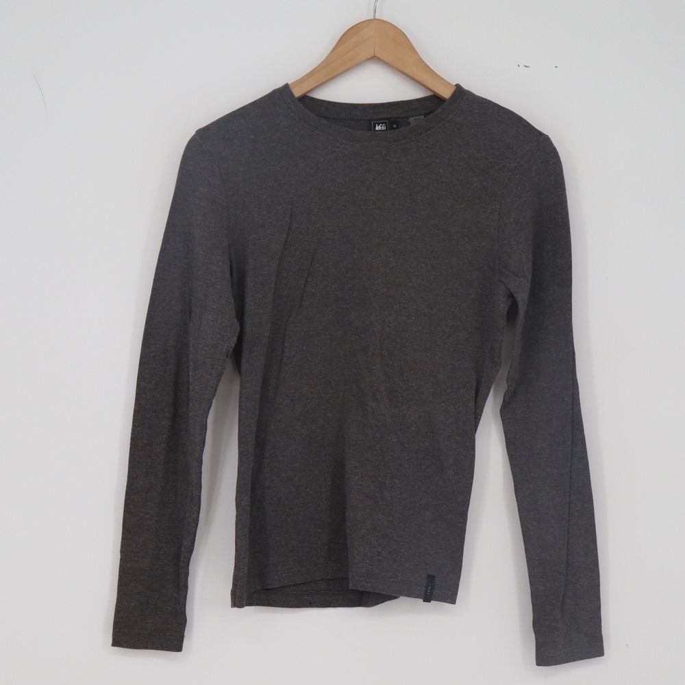 REI Long Sleeve Shirt Womens M Charcoal Gray Stretch Crew Neck Excellent